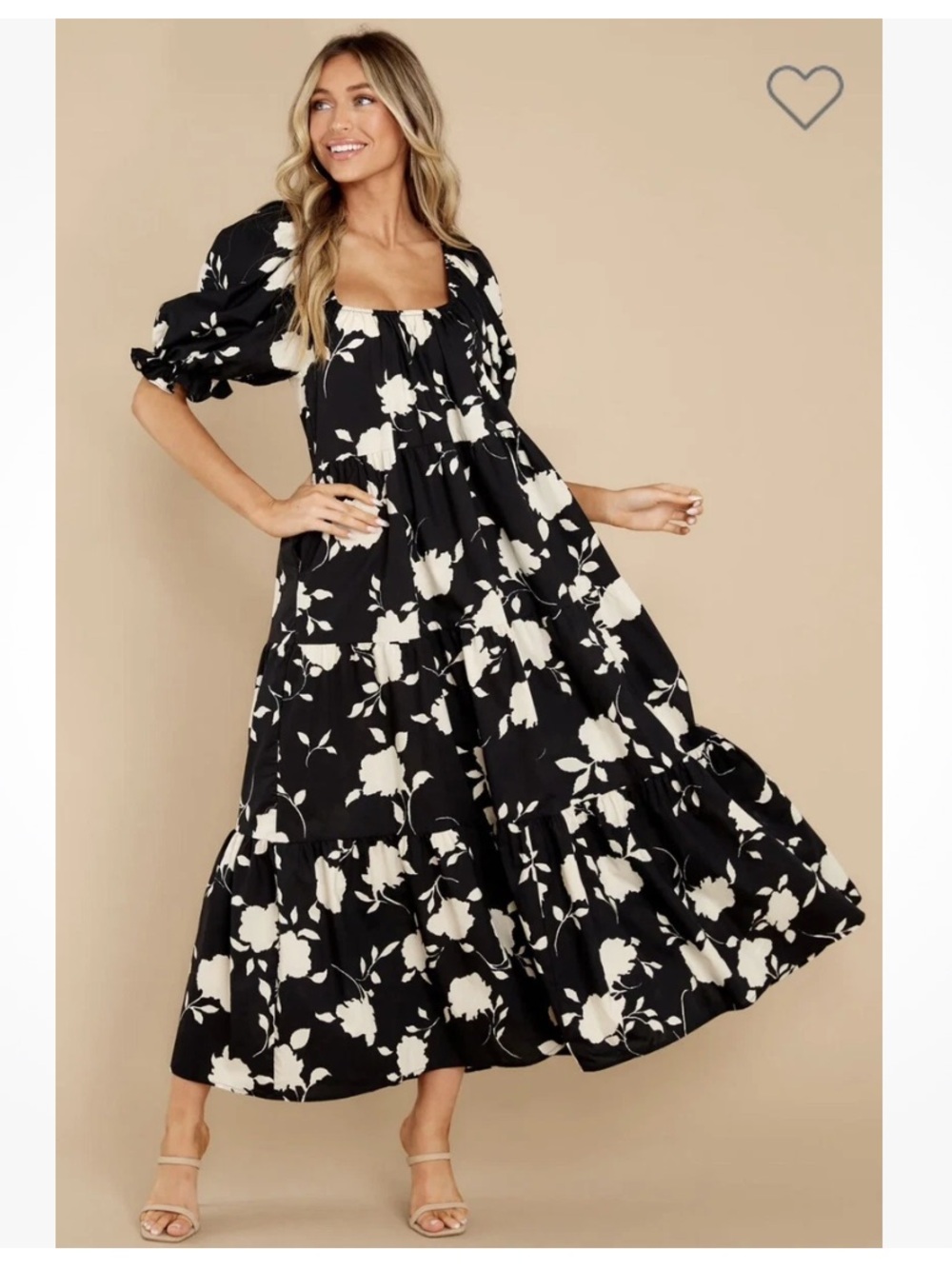 Sofie the Label Floral Puff Sleeve Tiered Maxi Dress